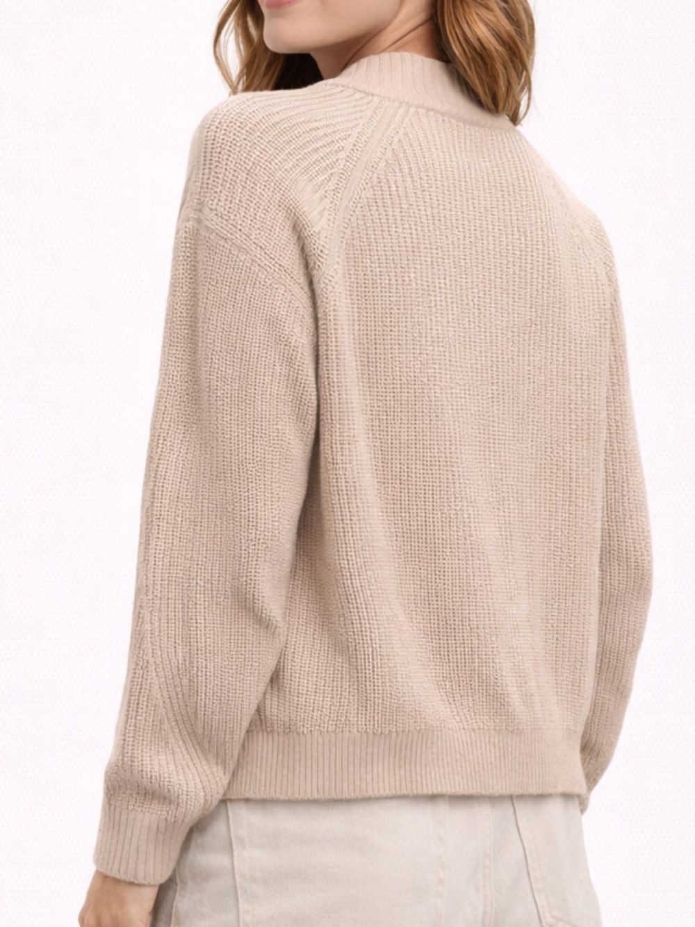 Stitches + Stripes Beige Knit Cardigan V-Neck Button Front Cozy Size M